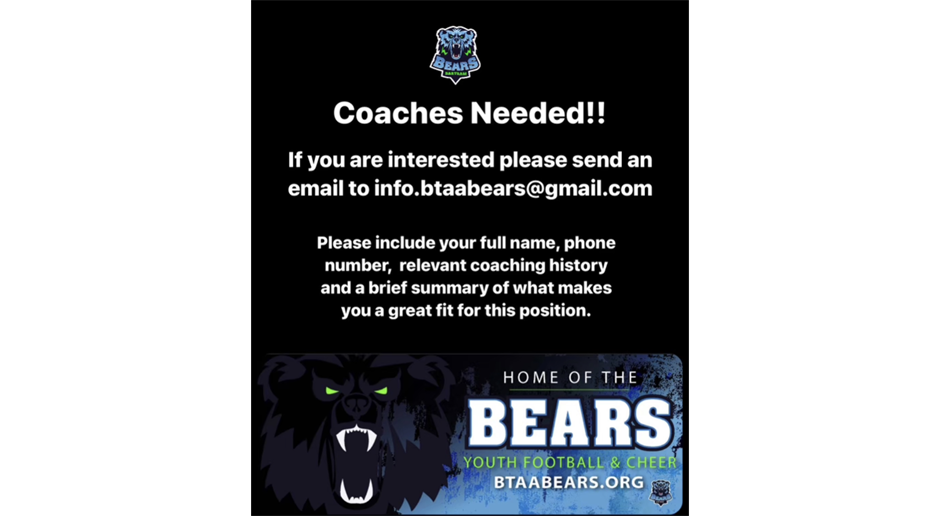 Now excepting applications for 2024 tackle football coaches